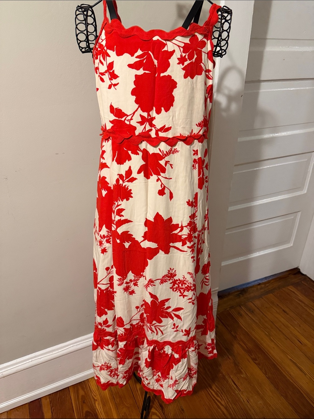 Cato Red and Cream Floral Maxi Dress
